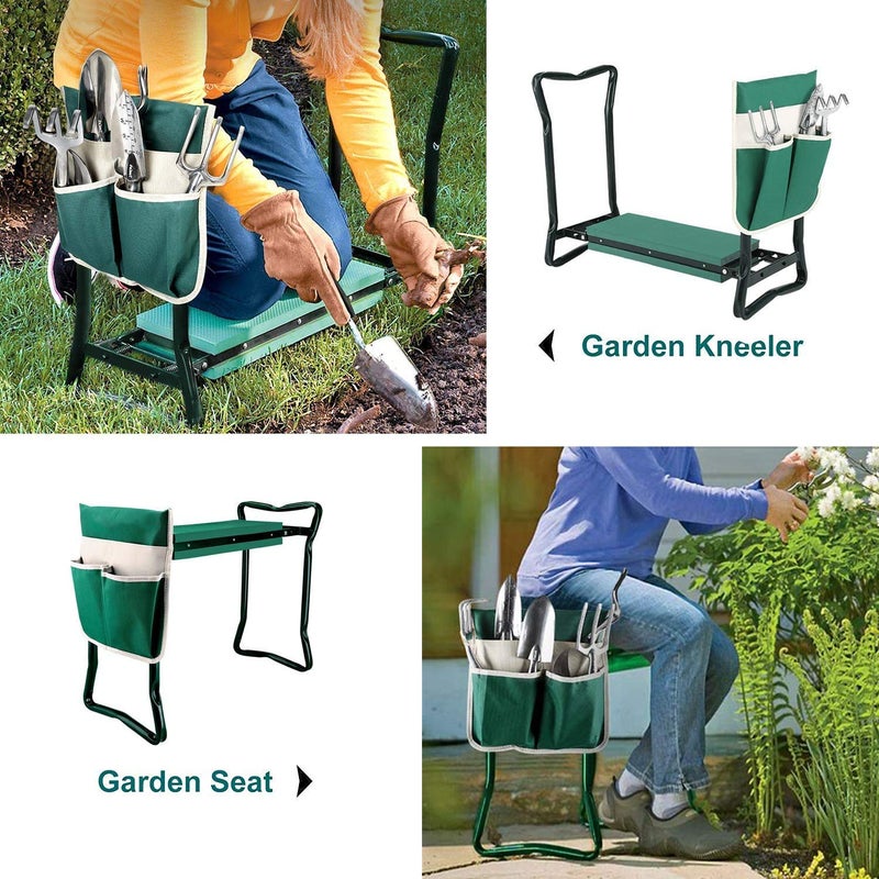 BESTHLS Garden Kneeler and Seat - Heavy Duty Folding Stool with Thick Pad, Tool Pouch, 330 lbs Capacity - Knee & Back Support, Perfect for Seniors, Women, Men - Image 3